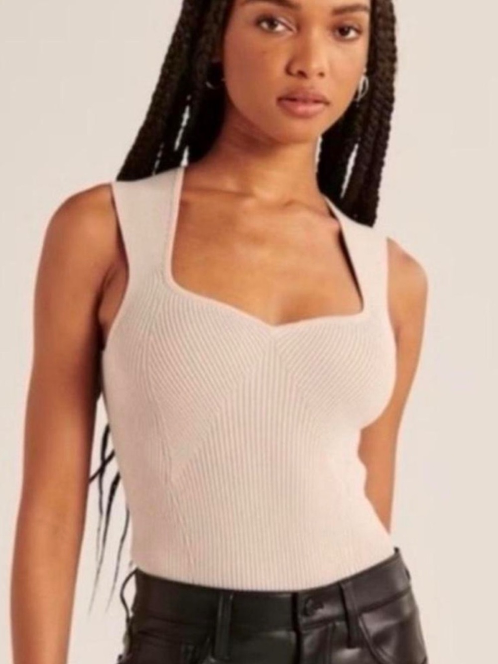 Abercrombie Portrait Sweetheart Sweater Tank Top - Tan/Beige/Taupe Medium